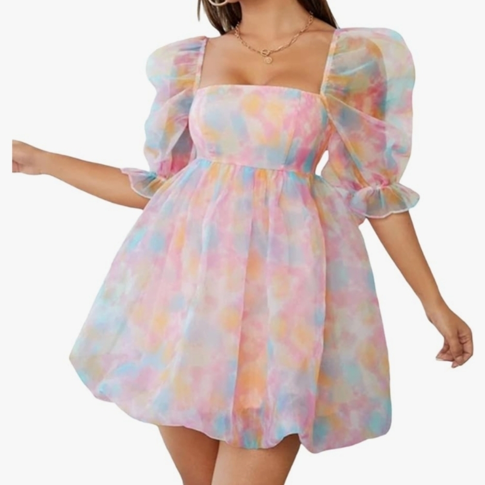 NWOT Shein Mini Puff Dress SzMedPetite